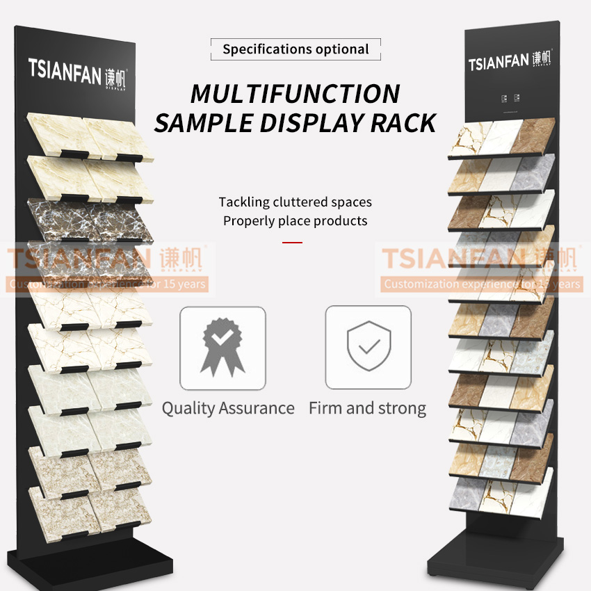 Tsianfan Sample Artificial Granite Tower Slab Display Stand Wood Flooring Quartz Ceramic Tile Floor Metal Stone Display Rack