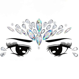 Autocollants de tatouage de Noël sirène en strass, imperméables, en cristal, pour maquillage facial, décorations corporelles temporaires pour fêtes et festivals - Product Image 3