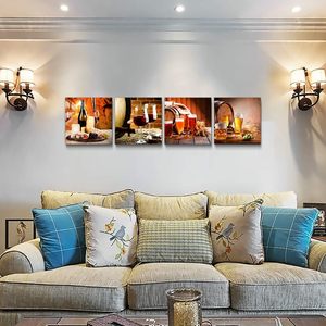 12x12 pouces/4 pièces décor à la maison Art imprime cuisine décoration murale-restauration des voies anciennes nature morte baril de verre à vin pour salle à manger - Product Image 5