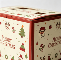 Boîte cadeau de Noël, design sur le thème du Père Noël, découpe à la presse, impression quadricolore, papier cartonné spécial, comprend une écharpe, boîte thermique