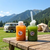 Bouteilles de 1000 ml en forme de baril pour boissons aux fruits et thés, avec bouchons à clapet circulaires, de haute qualité, vente en gros, portables