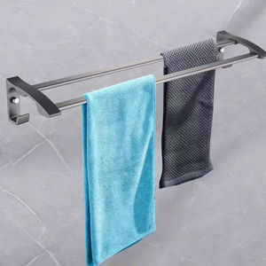 Moderno Juego de 5 Toalleros de Aluminio Gris Metálico, Kit de Accesorios de Baño de Acero, Plegable y Móvil para Hoteles, Juego de 5 - Product Image 5