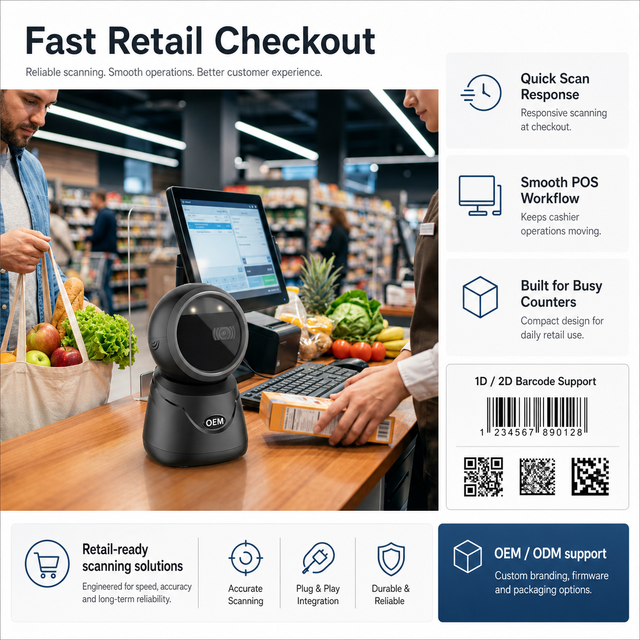 NORGEE NG6052 Hands-Free Omnidirectional 1D/QR/2D Barcode Scanner-Multi-OS (Windows/iOS/Android) Compatible in Stock