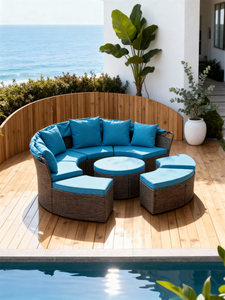Ensemble <span class=keywords><strong>de</strong></span> patio convertible en rotin-La conception modulaire se transforme en lit ou canapé multi-places avec pare-soleil rétractable idéal pour le <span class=keywords><strong>jardin</strong></span> personnalisé - Product Image 2