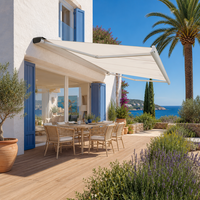 Auvent rétractable motorisé avec télécommande, tissu résistant aux intempéries pour villa, balcon, protection solaire commerciale