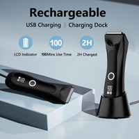 Alat Cukur Tubuh Tanpa Kabel Pria IPX7 Tahan Air Indikator LCD 100 Menit Pengisian Daya USB Pisau Keramik 1200mAh Penggunaan Basah Kering