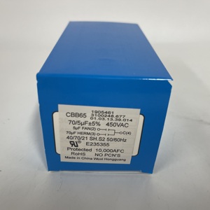 Condensateur CBB Wuxi Hongguang CBB65 70/5F 450VAC - Product Image 1