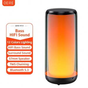 Altavoz Inalámbrico Portátil QERE HF33 Mini, Subwoofer para Exteriores con Luces LED de Colores Intermitentes de 360°, Altavoz de Bajos Metálico - Product Image 1