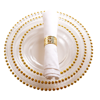 Plateau de service pour mariage, plateau de perles en cristal or, plat de chargeur en verre pour le mariage 1 pièce
