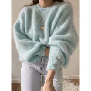 เสื้อสเวตเตอร์คอกลมเนื้อนุ่ม สีชมพูสดใส สำหรับผู้หญิง - Product Image 4