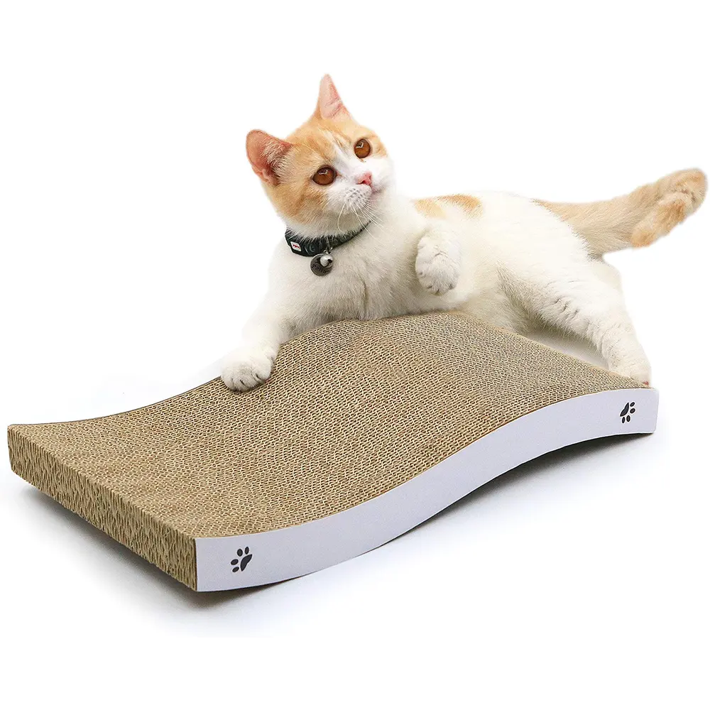 Pets 5 Packs in 1 Cat Scratch Pad with Box for Indoor Cats Larger-Sized Durable Cardboard Cat Scratching Pad for Rest and Play