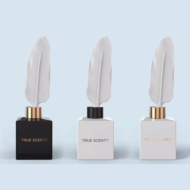 In Stock White Ceramic Feather Decoration 150ml Aroma Reed Diffuser Glass Bottle Set