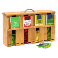 Distributeur de sachets de thé en bambou de haute qualité, 4 compartiments, design vertical, station de boissons élégante pour hôtel, table de buffet