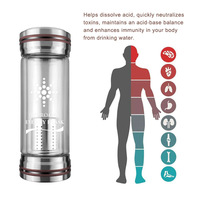Bouteille d'eau en verre alcaline hydratée à faible ORP et pH, ioniseur de petites molécules avec isolation thermique pour usage domestique, automobile et VR