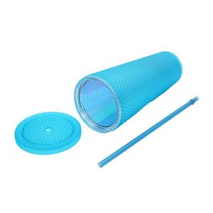 Vaso de Café de Plástico de Doble Pared de 24oz, Reutilizable, Negro, con Logotipo Personalizado, Regalo Promocional, Tapa con Pajita, Decorado con Tachuelas, Ecológico, Apto para Alimentos - Product Image 6