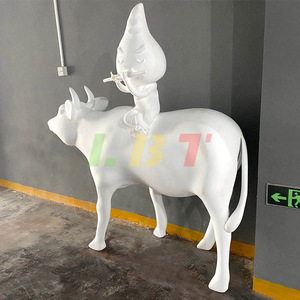 Escultura de Pastor Niño Montando a Toro, Adorno de Fibra de Vidrio para Parque al Aire Libre, Figura Hecha a Mano y Personalizada - Product Image 3