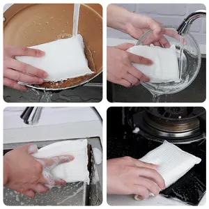 Paño de limpieza de esponja gruesa para limpieza de cocina no manchada con aceite de fibra de bambú paño para lavar platos y paño de cocina