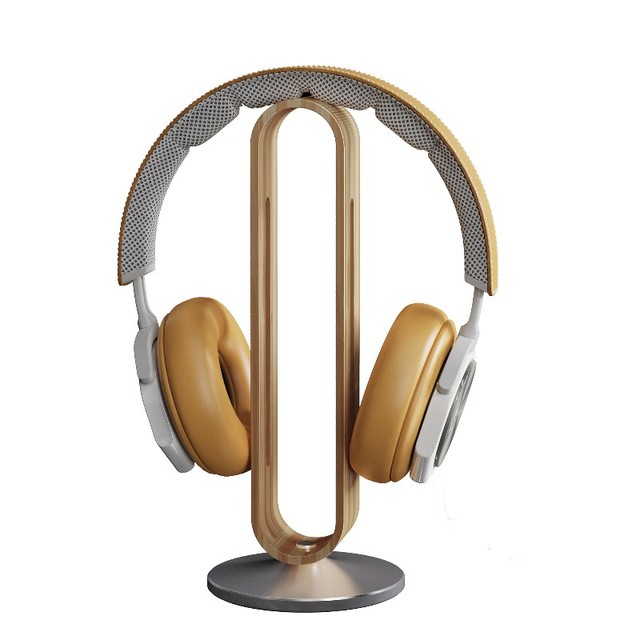Boneruy New Arrivals Office Desk Sturdy Aluminum Bamboo Wood Gaming Headphone Stand