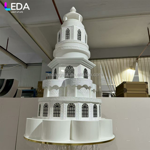 ฉากหลังตกแต่งงานเลี้ยงวันเกิดสไตล์โมเดิร์น LEDA เค้กสีขาวขนาดใหญ่ ประดับตกแต่งอะคริลิค LED สำหรับโต๊ะของหวาน เหมาะสำหรับงานแต่งงาน - Product Image 3