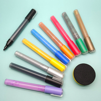 Marqueurs multicolores effaçables pour tableau blanc, vitrine ou fenêtre – Lot de 12 marqueurs à craie liquide
