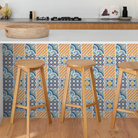 Carreaux autocollants marocains colorés, panneaux muraux imperméables de style bohème pour une décoration intérieure éclectique