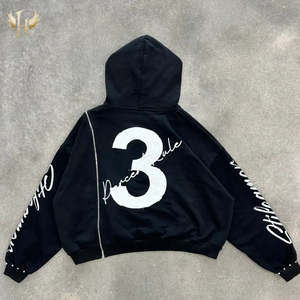 เสื้อฮู้ดผู้ชายทรงเข้ารูปมีซิปด้านข้างผ้าฟลีซเทอร์รี่ปักลาย - Product Image 2