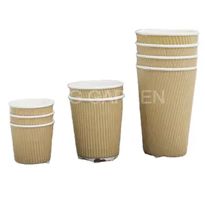 לוגו מודפס אדוות קפה קיר מותאם אישית כוסות נייר חד פעמיות עם מכסים כוס לכל מטרה ידידותית לסביבה באיכות גבוהה מכירה חמה