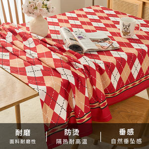 New Year Pattern TPU <b>Tablecloth</b> Rectangle Grid Print Oilproof Waterproof Washable Home Decorative Cover - Product Image 3