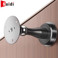 Retenue de porte moderne en acier inoxydable noir sans perçage avec butée magnétique puissante pour usage hôtelier