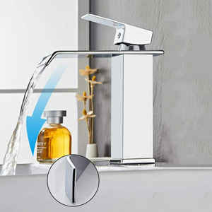 Rubinetto Moderno di Lusso in Acciaio Inox a Leva Singola per <span class=keywords><strong>Lavabo</strong></span> Miscelatore Nero Oro con Effetto Cascata per Bagno con Valvola in Ceramica - Product Image 3
