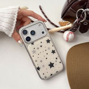 Funda para iPhone 17 Pro Max Estilo Ins con Pequeñas Estrellas, Borde Plateado Electrochapado, Funda con Pegamento para iPhone 14 13 - Product Image 6