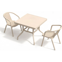 Ensemble de salle à manger d'extérieur 5 pièces avec table ronde et 4 fauteuils tressés beiges pour patio, jardin, cour et balcon