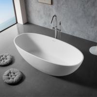 Surface solide blanche moderne de 1.5m ovale autoportante écologique Massage à l'air Pierre artificielle Baignoire de trempage Égouttoir Hôtel Villa Maison
