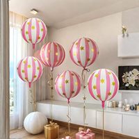 Ballon en Mylar rond 4D de 22 pouces, motif rétro rayé, à carreaux, imprimé léopard, pour décoration de fête d'anniversaire, mariage, vente en gros