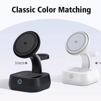 Support de charge sans fil magnétique 3-en-1 25W avec logo personnalisé, veilleuse et ventilateur de refroidissement pour iPhone, Apple Watch, AirPods