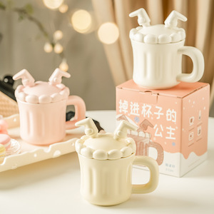 แก้วเซรามิกมีฝาปิด แบบแก้วเดี่ยว สีด้าน สีพื้น เหมาะสำหรับเป็นของขวัญ - Product Image 1