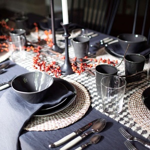 Luxury French 100% Pure Flax Dining <b>Table</b> <b>Cloth</b> Hemstitch Placemat <b>Linen</b> Napkins with Embroidered for Hotel Festival - Product Image 3