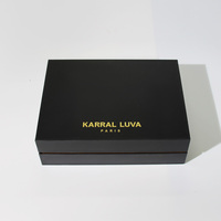 Couvercle d'emballage en carton rigide noir avec logo personnalisé et boîte-cadeau en papier rigide avec base