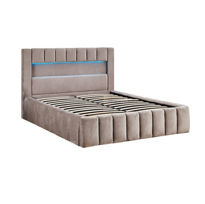 Struttura del <span class=keywords><strong>letto</strong></span> King Size vari colori tessuto di velluto cornici moderne <span class=keywords><strong>letto</strong></span> imbottito testiera con luce a LED - Product Image 2