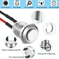 Interrupteurs à bouton-poussoir momentanés en acier inoxydable/aluminium de 12 mm, IP65, borne à broches/vis