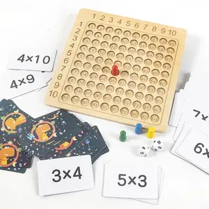 Early Educational Math Teaching Wooden Funny Table Game Board Kids Montessori Learn Multiplication Toy