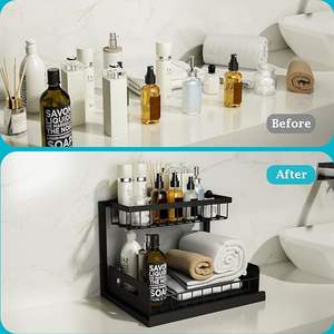 Ripiano da <span class=keywords><strong>cucina</strong></span> per riporre i condimenti portaoggetti per la casa grande magazzino a strati di polvere da pavimento per lavandino - Product Image 3