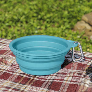 Kustom dilipat makanan air mangkuk anjing pengumpan lambat silikon hewan peliharaan perjalanan mangkuk dengan Carabiner - Product Image 4