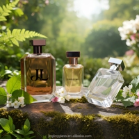 Flacon de parfum haut de gamme en verre dépoli transparent à fond épais, 30 ml, 50 ml, 100 ml, base rectangulaire plate, avec pulvérisateur à pompe