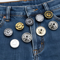 Boutons personnalisés avec logo en métal gravé, en alliage de zinc, en laiton, en cristal, en forme de cœur, argentés, 20 mm-25 mm, rivets pour jeans en denim, boutons pour vêtements