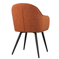 Chaise de salle à manger moderne en tissu de lin élégant Fauteuil de loisirs Cuisine Chaise de salle à manger avec pieds en métal noir