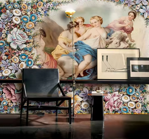 Mural de pared autoadhesivo europeo en relieve 3D escena mitológica y borde Floral papel tapiz de seda de PVC para dormitorio comedor apartamento - Product Image 2