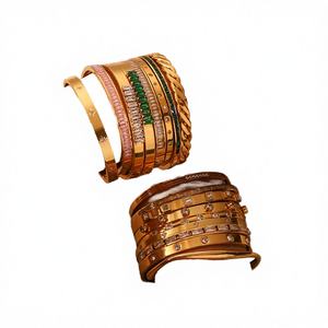 Brazaletes de Acero, Brazaletes de Acero Inoxidable, Brazaletes de Metal, Brazaletes de Acero Plateado, Brazaletes de Acero Chapados en Oro, Brazaletes de Acero Oro Rosa para Mujer - Product Image 4