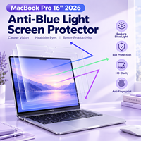 Protection d'écran HD anti-lumière bleue de haute qualité, best-seller du fabricant, pour MacBook Pro 16 pouces 2026, film PET, OEM d'usine