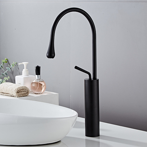 Haute Qualité En Céramique Moderne Roman <span class=keywords><strong>Noir</strong></span> Robinet de Lavabo - Product Image 2